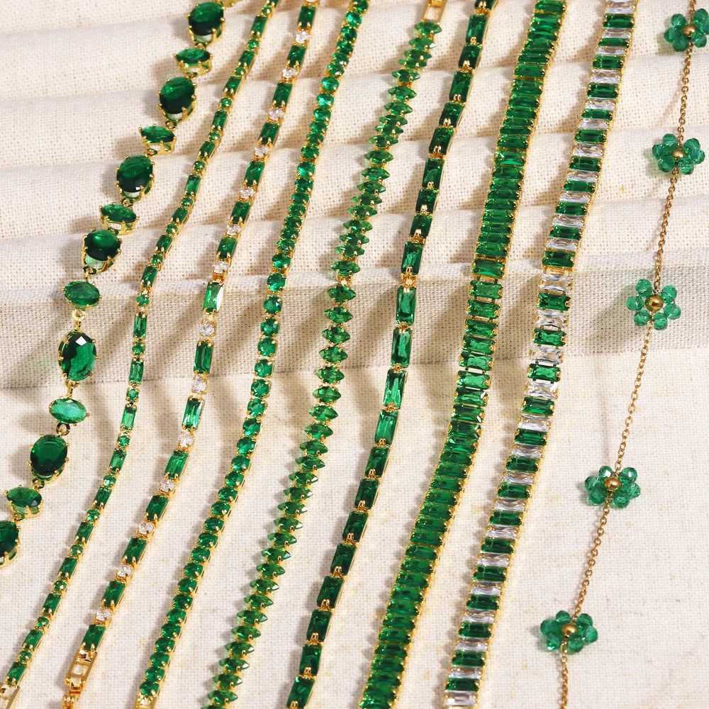 Mix Style Green Micro-inlaid Zircon Tennis Bracelet for Women 2025 New Men Bracelet Homme Jewelry Accessories Wholesale W251206