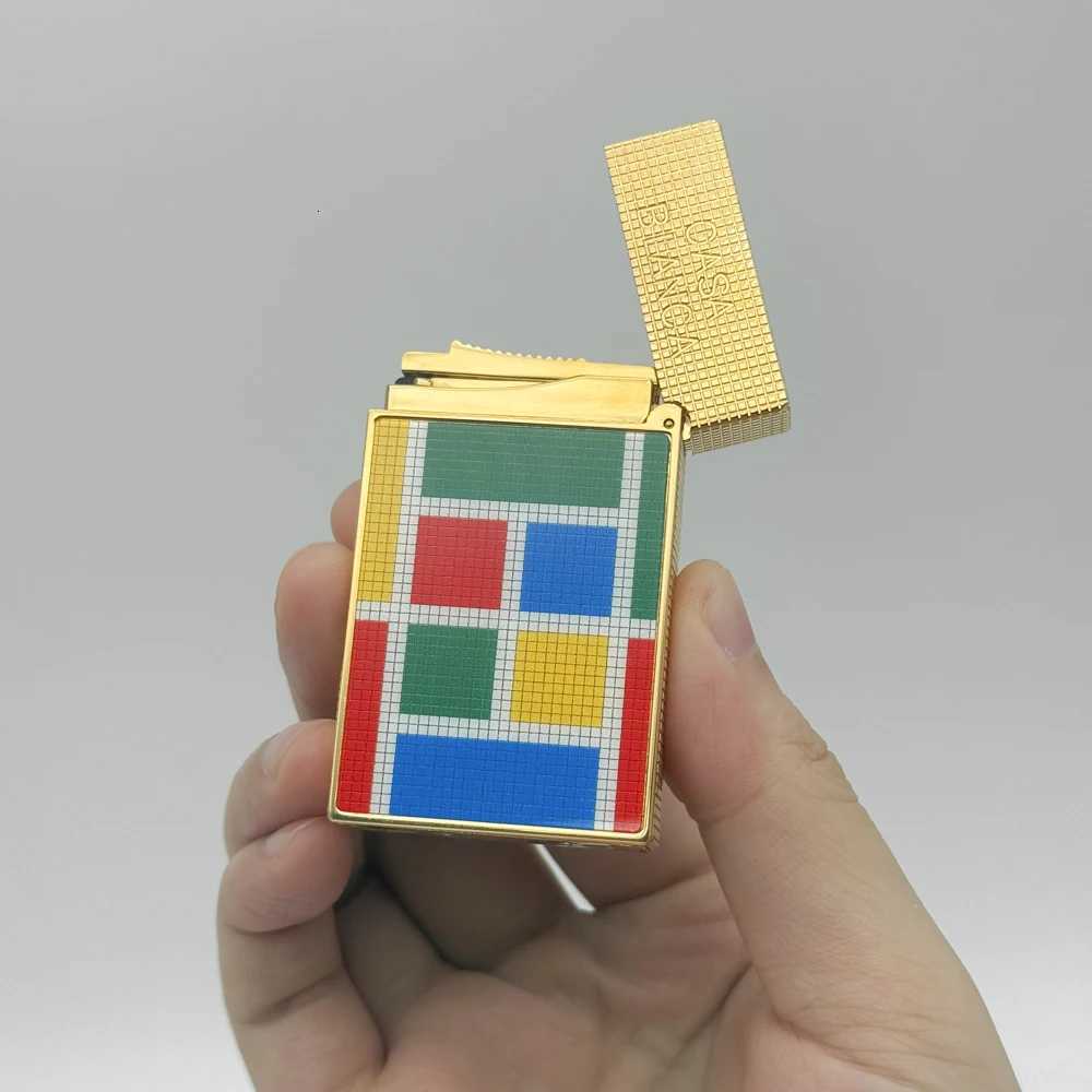 Aesthetic Gas Lighters Colorf Mosaic Pattern Lacquer Ligne 2 Soft Flame e Copper Cigarette Gadgets for Men Collections H251206