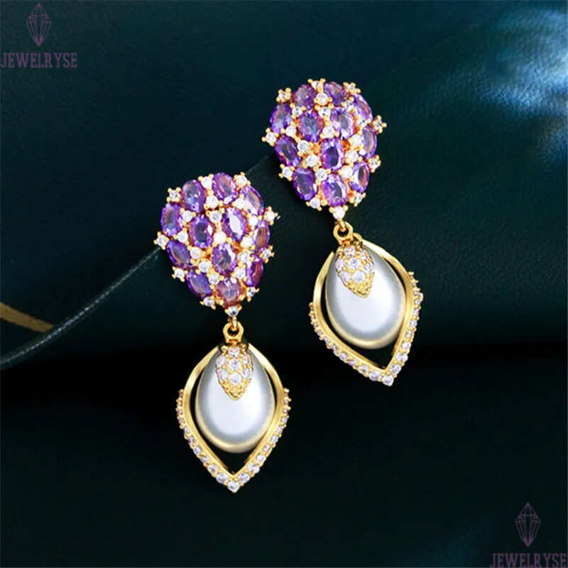 luxury pearl diamond designer earring for woman engagement wedding banquet white AAA zirconia womens 18k gold charm earrings jewelry dangle women part