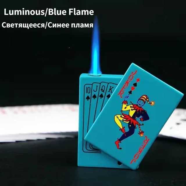 Creative Personali Lightemitting Lighter Mens Playing Cards Butane Gadgets Intere Lighter Cute Gift Smoking Accessories H251206