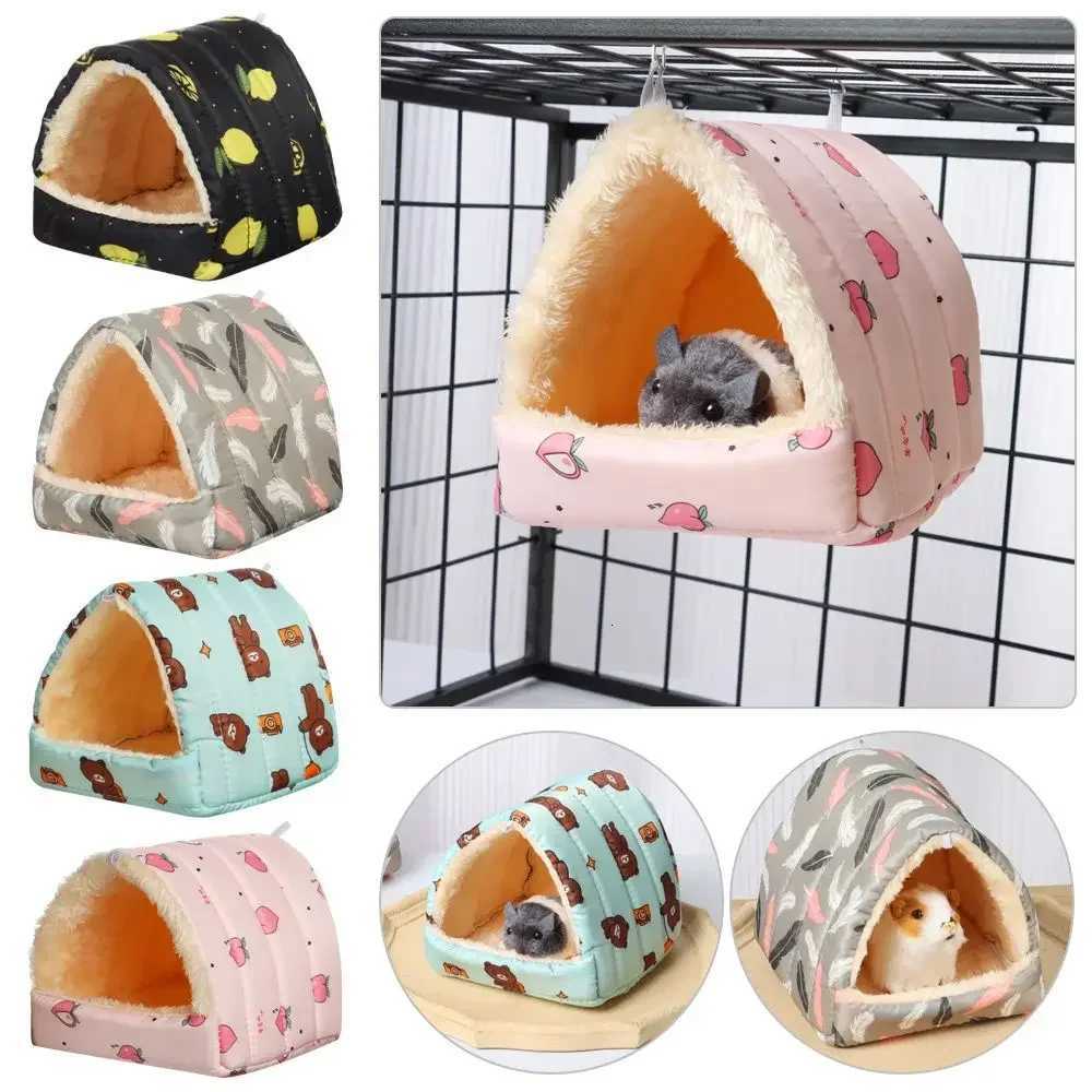 Cute Winter Rabbit Squirrel Mini Cage Guinea Pig Nest Small Animal Sleeping Bed Hamster House Comfortable Soft Plush Warm Mat M251206
