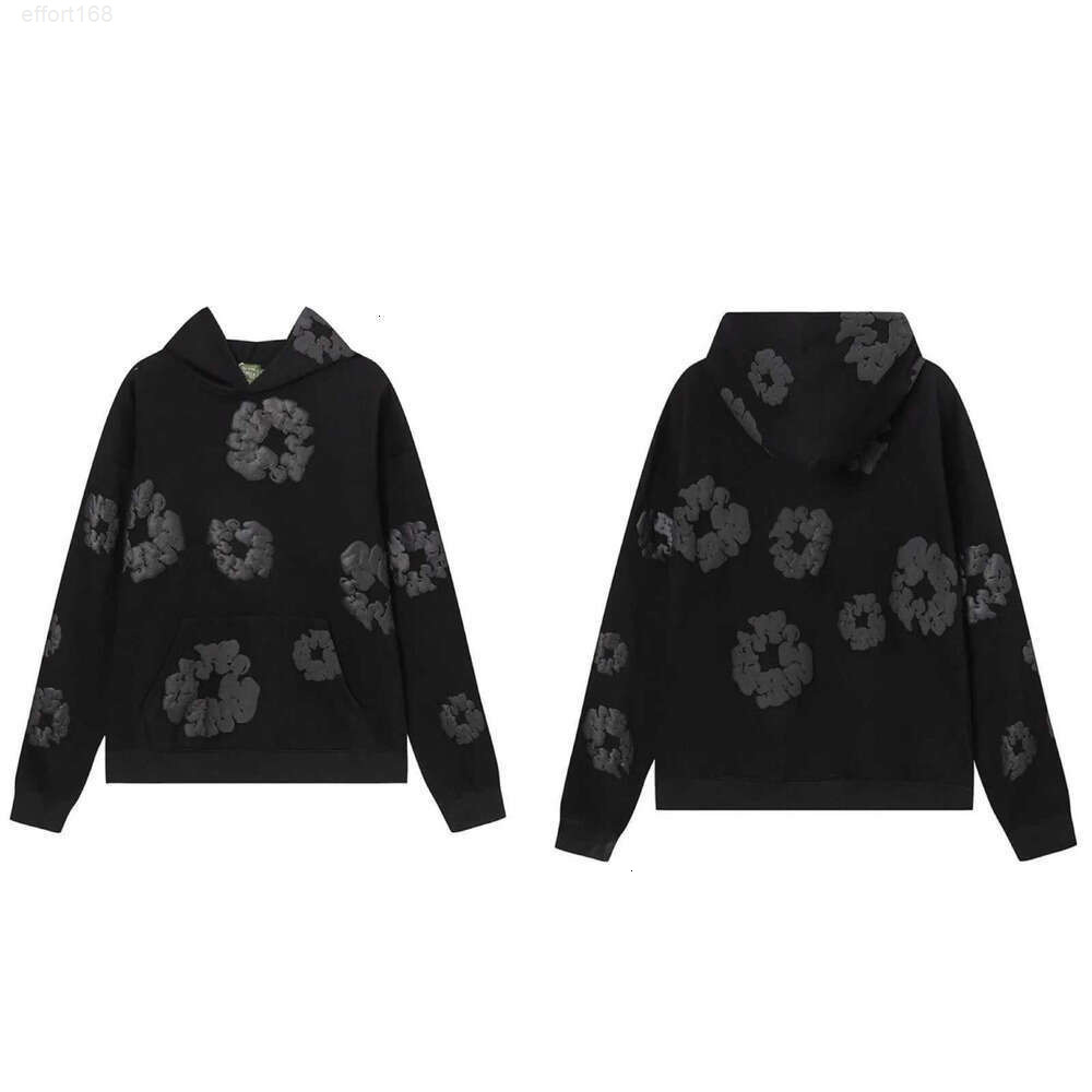 Denim Hoodie Designer Mens Hoodie Flower Pattern Kapok Sweatshirt Unisex Casual Long Sleeve Sportswear Set Cotton Wreath Hip Hop Tracksuit Demin Ters Hoodie C86
