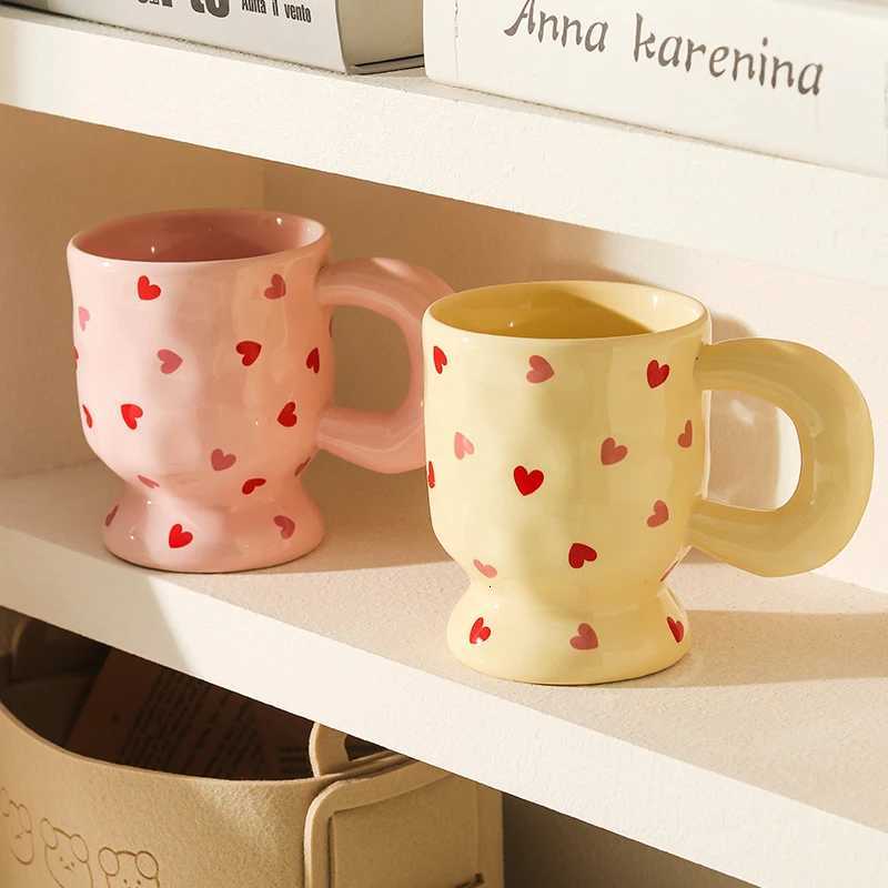 Heart Pattern Ceramic Cup for Women New Household 500ml Underglazed Colour Cute Couple Water Mugs Aesthetic Exquisite Coffee Cup M251206 - view 5