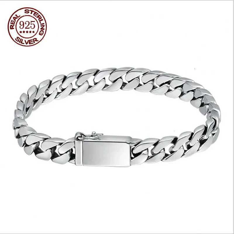 100 S925 Sterling Silver Bracelet 8MM Punk S925 Silver Jewelry Never Fade Men Women Jewelry Gifts W251206