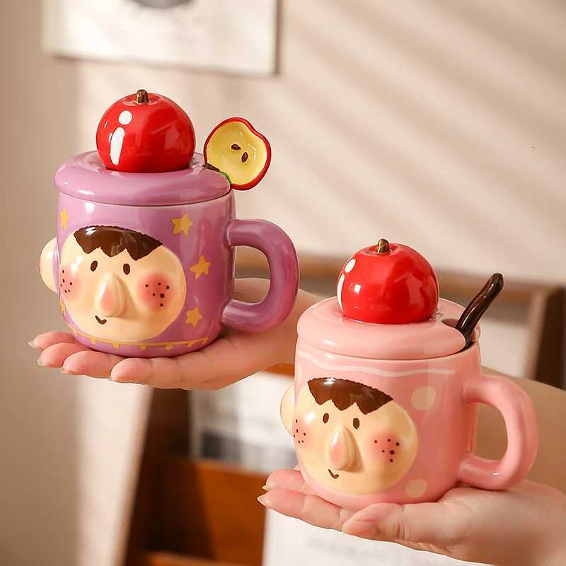 Kawaii Funny Coffee Cup Beauty Portable Latte Lids Espresso Coffee Cup Ceramic Travel Canecas De Porcelana Home Accessories M251206 - view 5