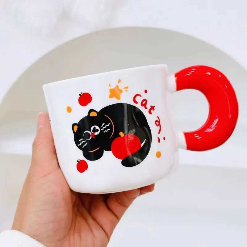 New Cartoon Cat With Lid Cute Ceramic Cup With High Appearance And Large Capacity Office Coffee Cup FriendS Birthday Gift M251206 - view 6