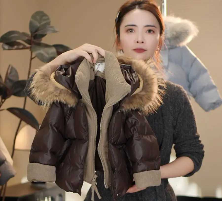 Childrens Winter Down Jacket New Boys and Girls Thick Warm Big Hair Collar Coat Kids parkas snow jacketW251206