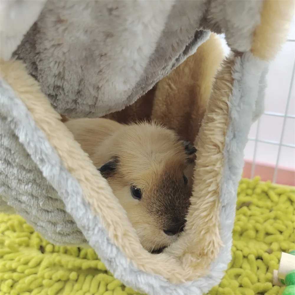 Autumn Winter Warm Hammock Bed Double Thick Plush Bed for Hamster Guinea Pig House Nest Sleep Bag Cage Hanging Bed Pet Supplies M251206