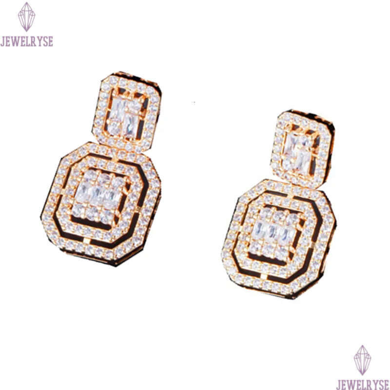 Square Pendnats 925 Silver Post Designer Luxury Charm Earrings White AAA Cubic Zirconia Copper Jewelry 18k Gold Earring For Women Party Wedding Bride 