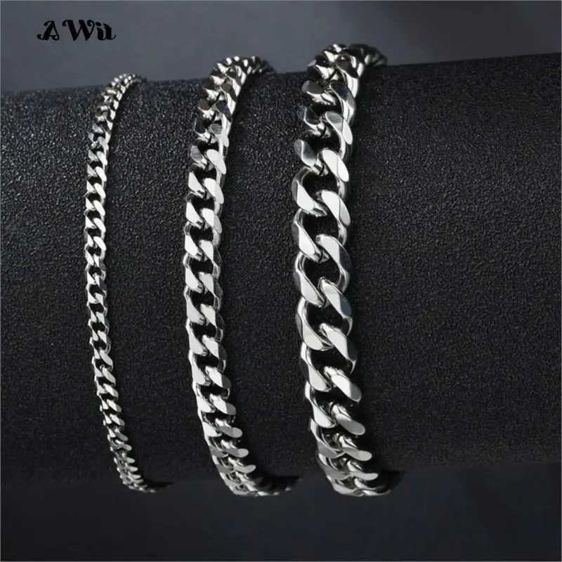 3-11mm Chunky Miami Curb Chain Bracelet for Men Stainless Steel Cuban Link Chain Wristband Classic Punk Silver Color Jewelry W251206