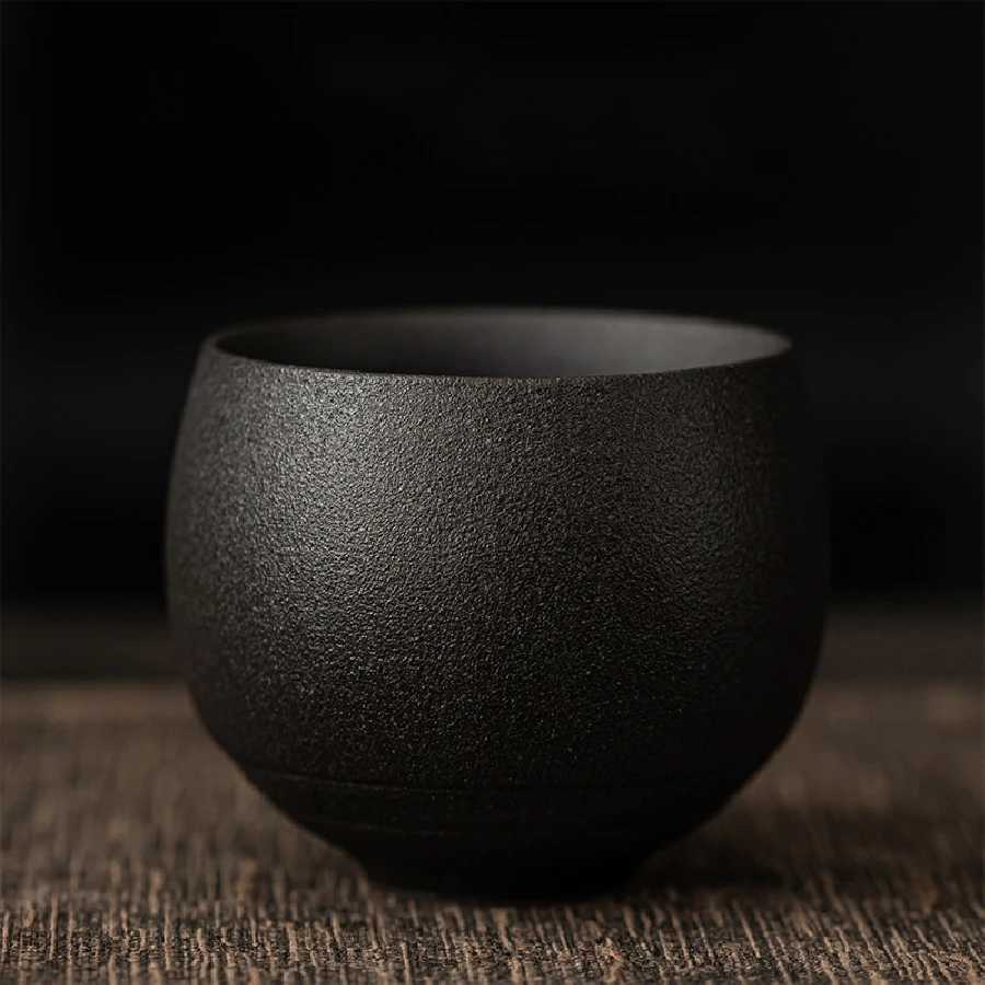 Japanese Handmade Rough Pottery Tea Cup Ceramic Kung Fu Tea Set Single Cup Antique Style Quiet Path Antique Craftsmanship Gift M251206 - view 5