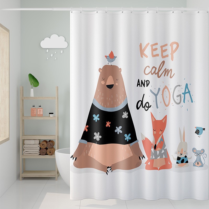 YL-37902 Cartoon Digital Print Shower Curtain, Bathroom Curtain, Partition Curtain, Hanging Curtain, Anti-mildew Shower Curtain