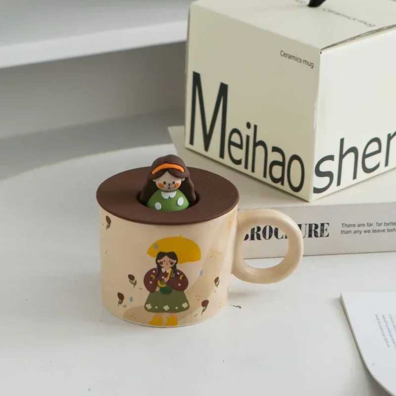 3D Lovely Girl Companion Cup Mug Cover Cute Gift Girlfriend Girls Ceramic Birthday Gift Mug Coffee Cup Mug with Lid IOIPAJ M251206 - view 6