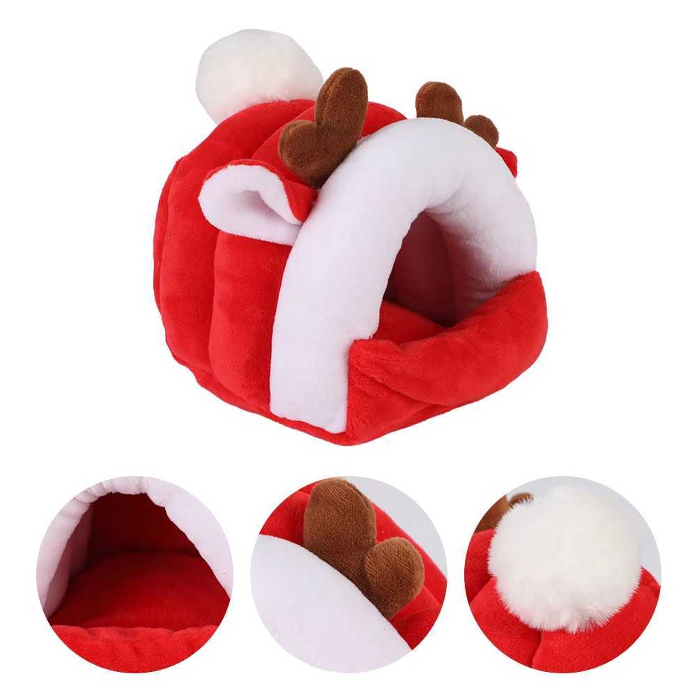 Soft Christmas Hamster House Cage Warm Guinea Pig Bed For Small Animal Plush Sleep Warm Hamster House Rat Nest Pet Accessories M251206