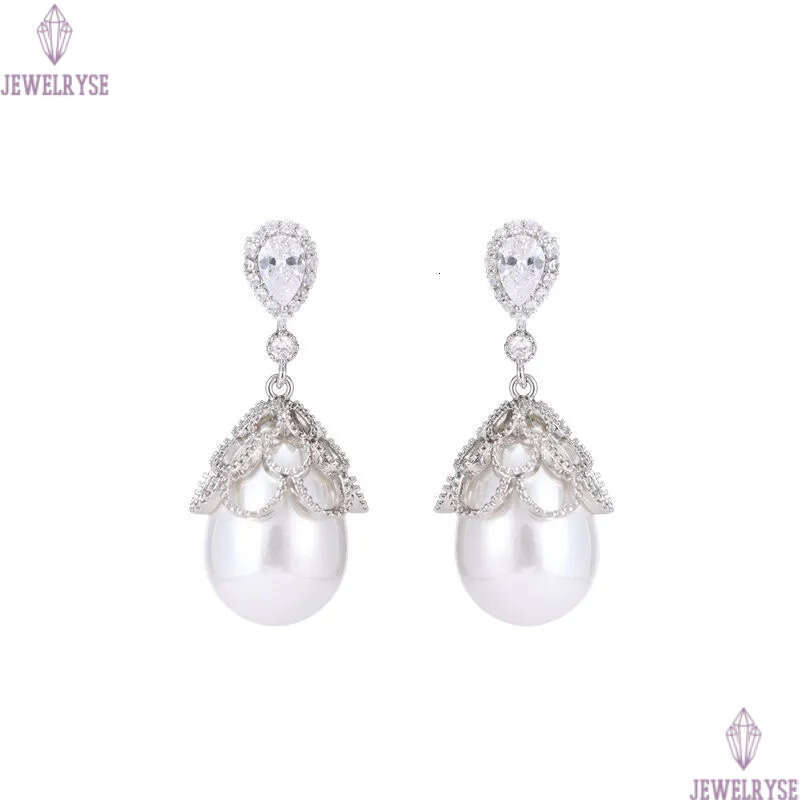 luxury pearl diamond designer earring for woman engagement wedding banquet white AAA zirconia womens 18k gold charm earrings jewelry dangle women part