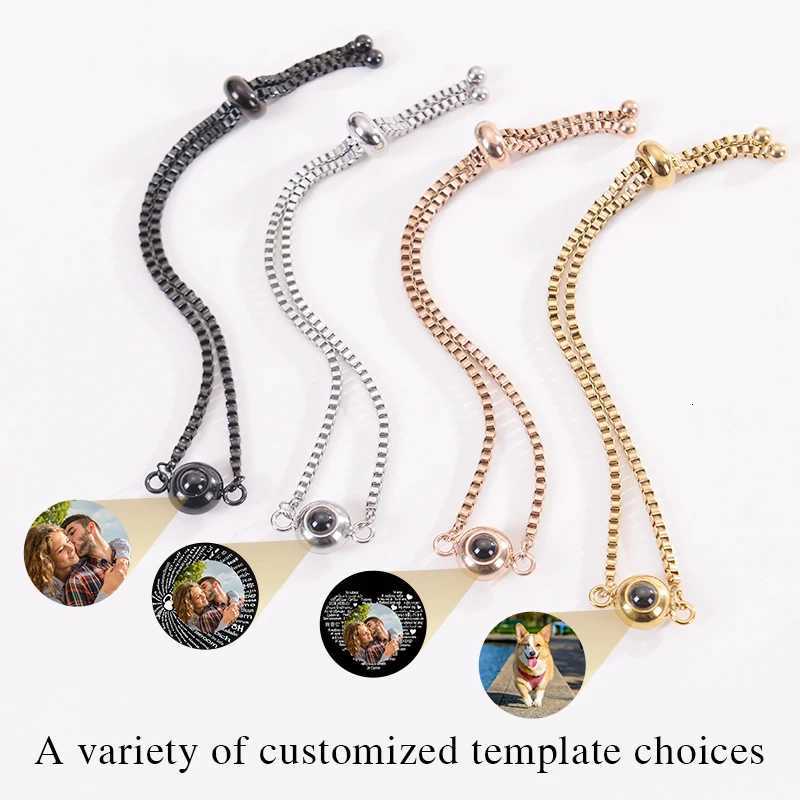 Custom Photo Bracelet Personalized Projection Bracelets with Picture Inside 100 Languages I Love You Stainless Steel Bracelet W251206