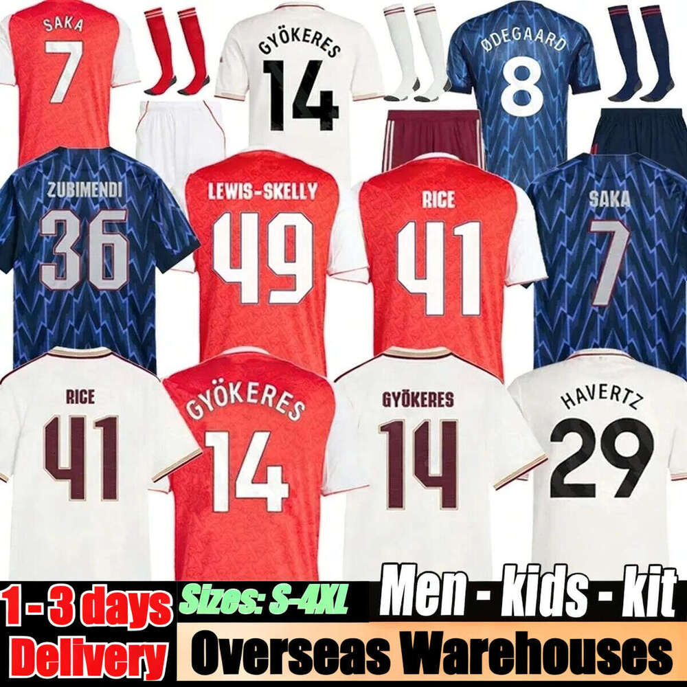 25 26 SAKA GYOKERES Soccer Jerseys EZE ZUBIMENDI MADUEKE ODEGAARD RICE HAVERTZ Gabriel MARTINELLI Calafiori SALIBA TROSSARD Football Shirt Kids Men Child Full Kit