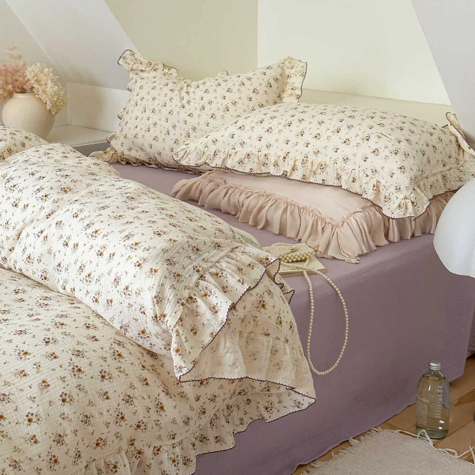 Premium 100 Gauze Cotton Duvet Cover with Ruffles Soft Breathable Farmhouse Bedding Cforter Quilt Cover No lowcase Sheet H251206