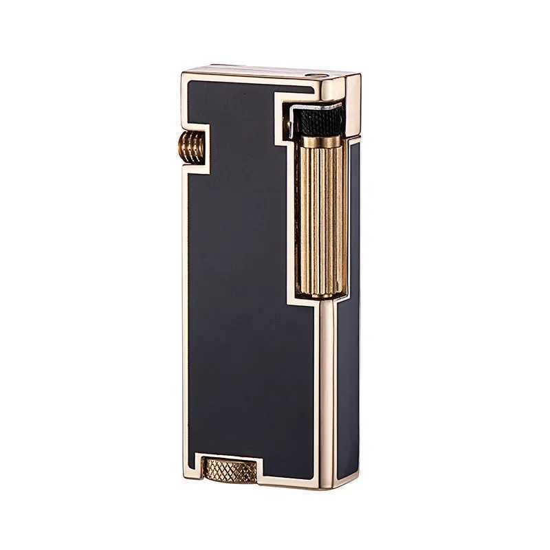 Genuine New Design Creative Metal Windproof Lighter Press Ejection Side Slip Ignition Brass Kerosene Lighter Mens Gift H251206