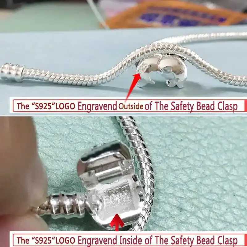 Famous Brand Original Certified 925 Sterling Silver Bracelet for Women DIY Charms Beads Snake Link Chain Classic Wrist Jewelry W251206