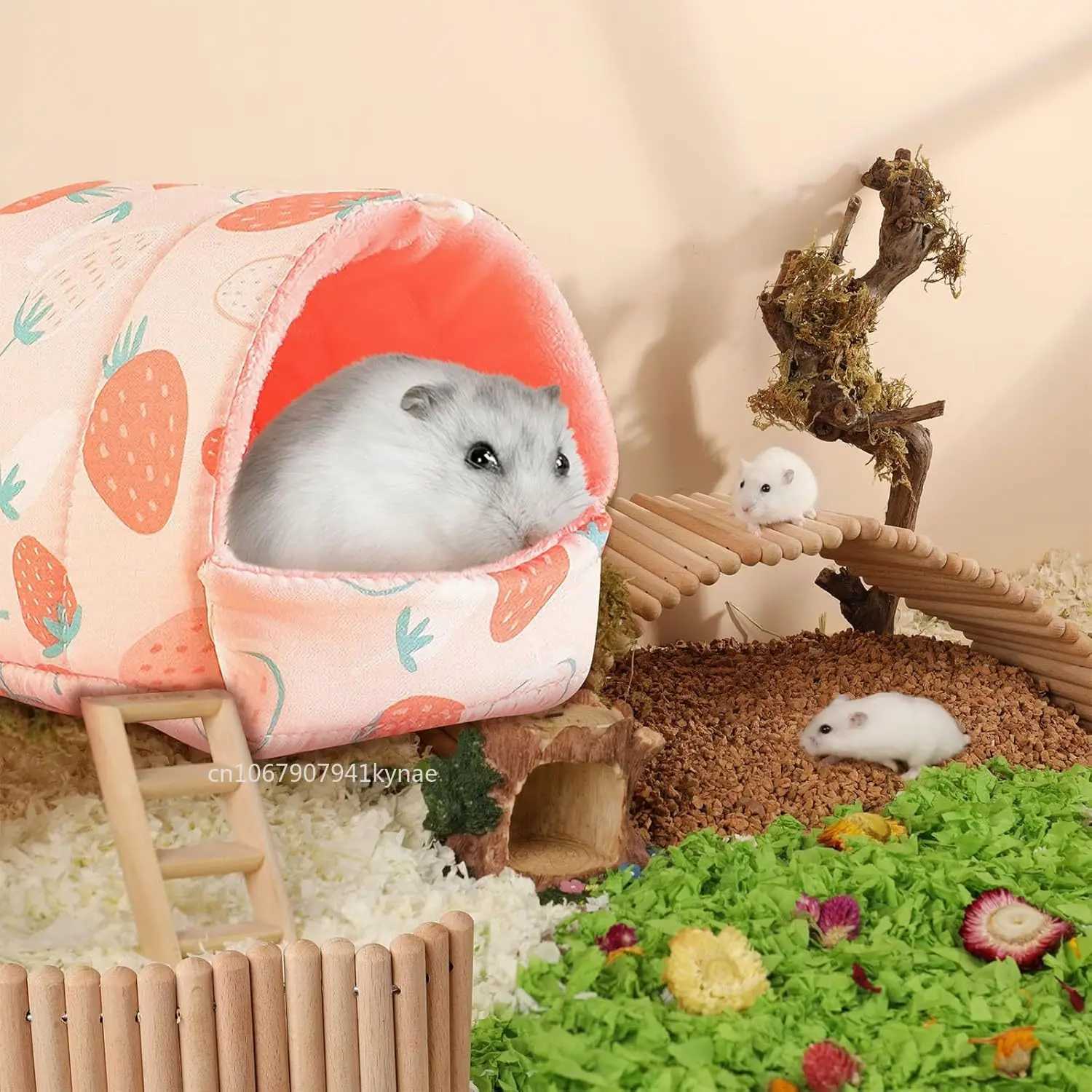 Hamster Bed Guinea Pig Hideout Hamster House Cave Accessories Cozy Hide-Out for Hedgehog Ferret Chinchilla Small Animals Cage M251206