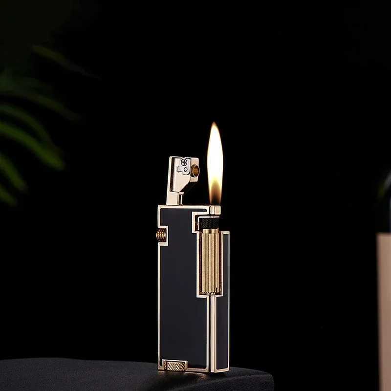 Genuine New Design Creative Metal Windproof Lighter Press Ejection Side Slip Ignition Brass Kerosene Lighter Mens Gift H251206