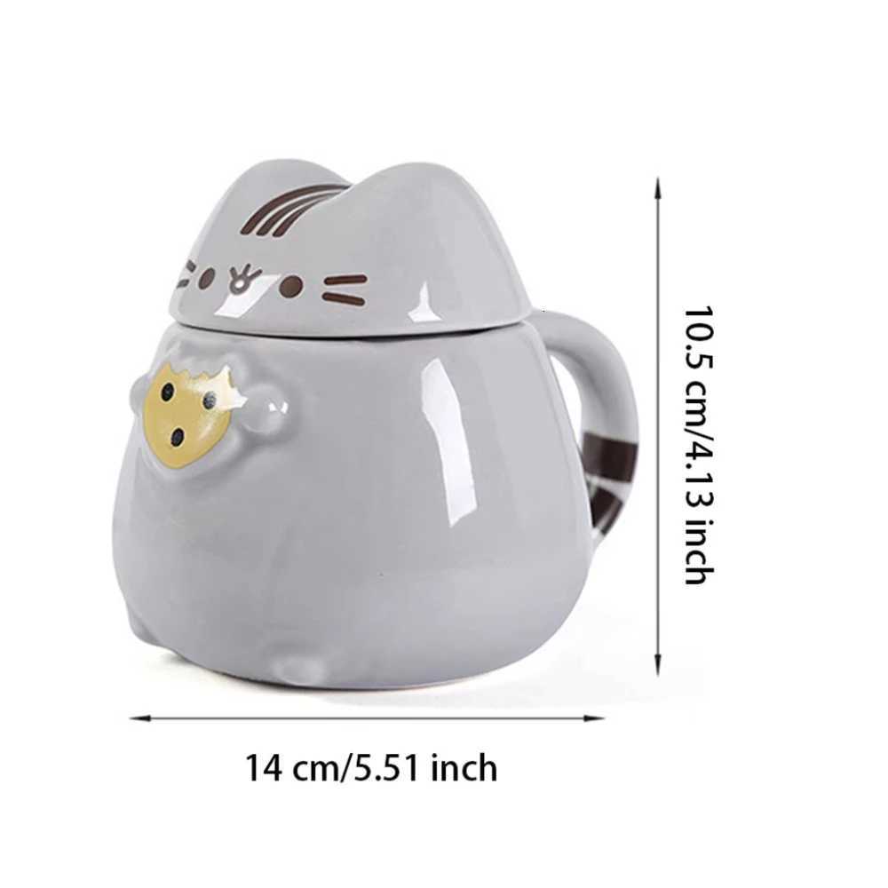 301-400ml Cartoon Cute Ceramic Pet Cat Leak-proof Lid Milk Mugs Lucky Water Cup Coffee Cups Juice Cup With Lids for home M251206 - view 3