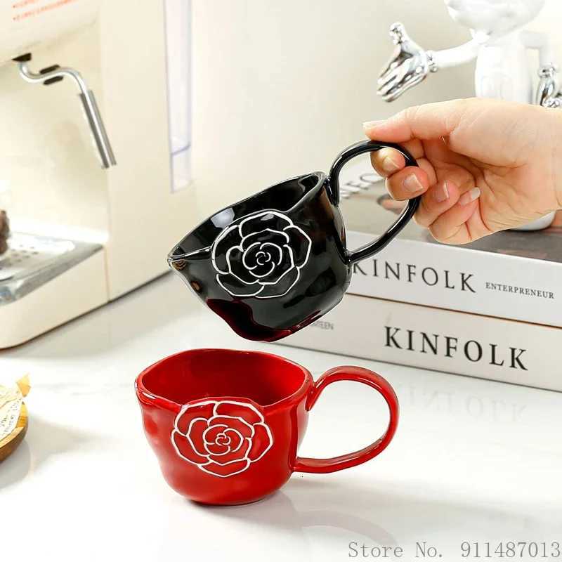 Creative Camellia luxury Flower Pattern Mug Ceramic Cups Breakfast Coffee Milk Tea Fruit Juice Household items Water Cup 260ml 1Pc M251206 - view 7