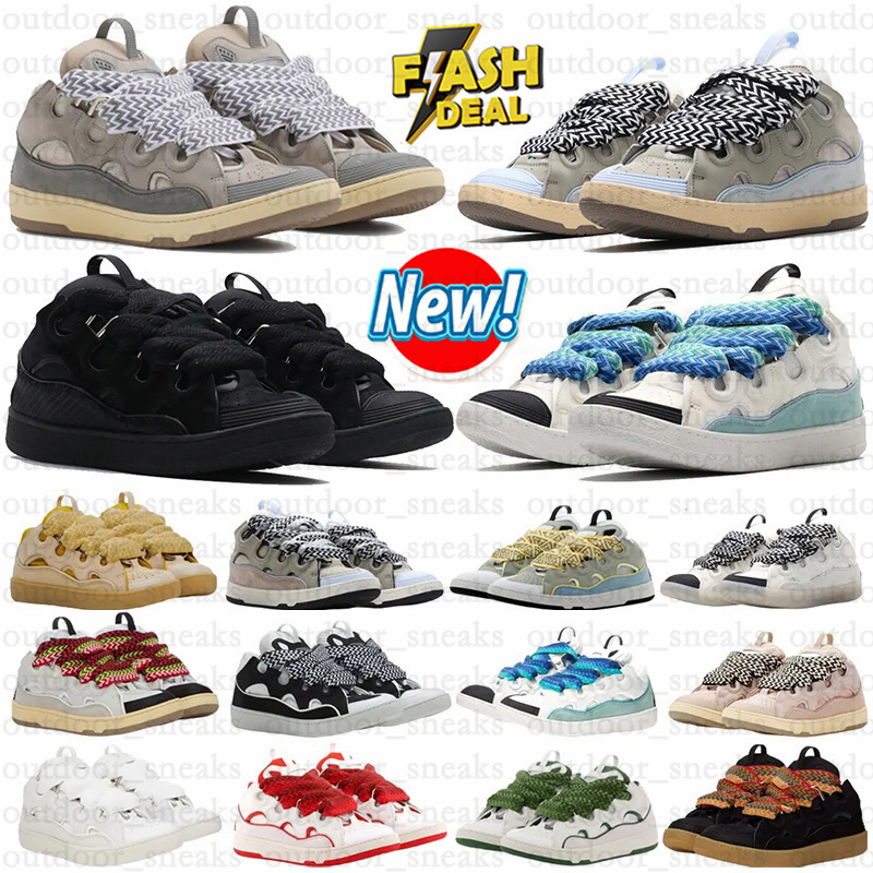 Designer Mesh Shoes Boot Men Women Laceup Extraordinary Sneaker Embossed Leather Curb Sneakers Calfskin Rubber lavains cur platformsole Shoe