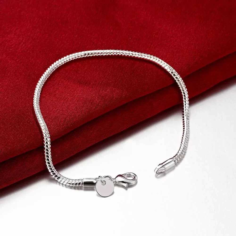 925 Sterling Silver Exquisite Solid Chain Bracelet Fashion Charm Women Men Solid Wedding Cute Simple Models Jewelry W251206
