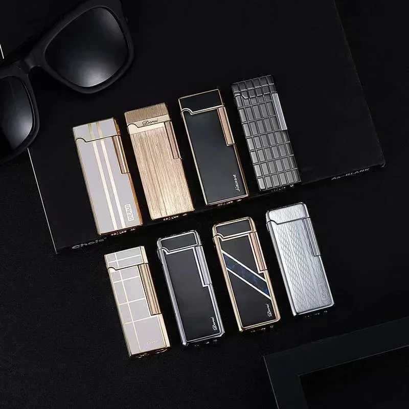 DERUI Bright Sound Gas Lighter Cpact Jet Butane Cool Metal Cigar Lighter Grinding Wheel Pipe Cigarette Accessories H251206
