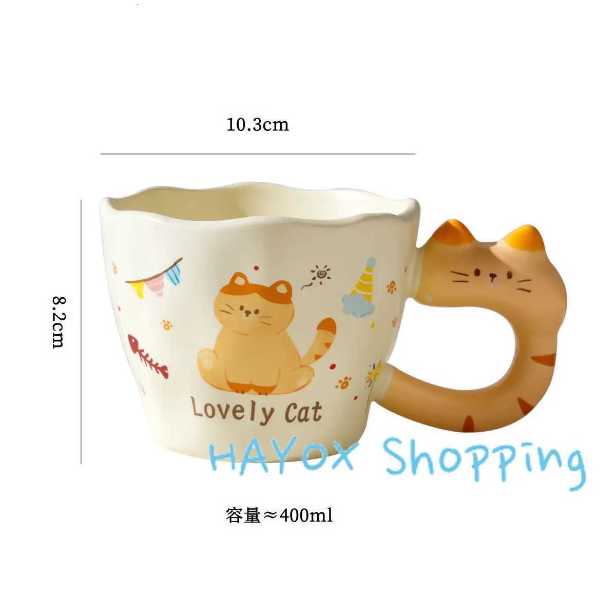 Three-dimensional Cat Handle Ceramic MugCute Cat Doodle Coffee CupOffice Home Drinking Microwave Ovens Available Drinkware M251206 - view 6