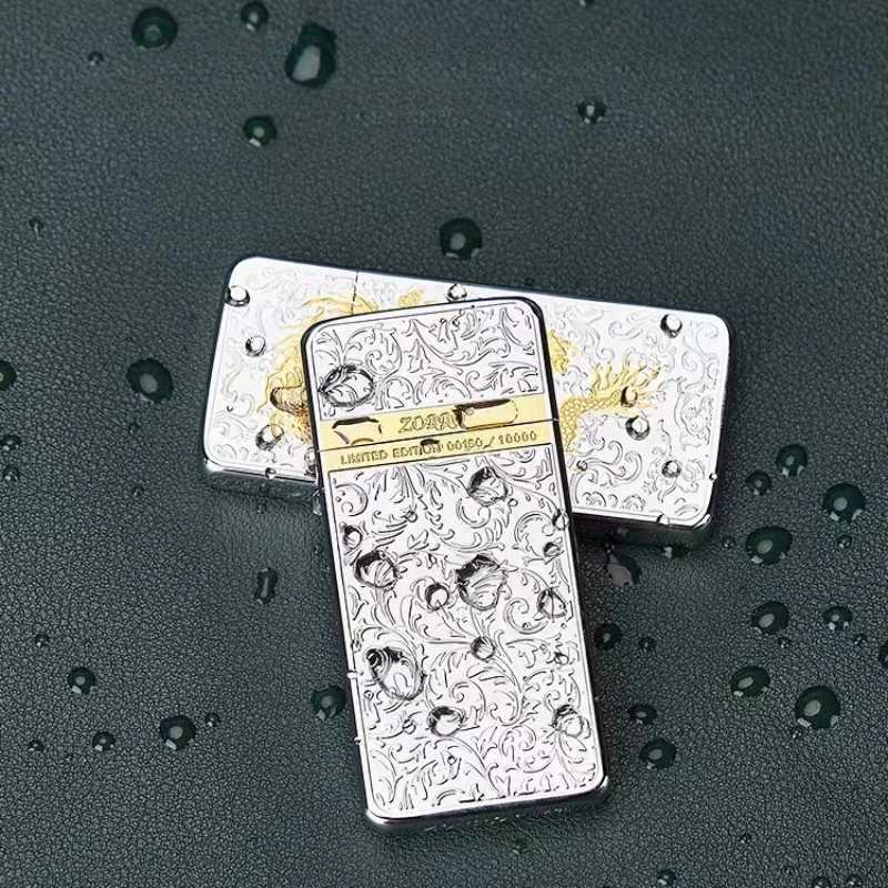 tra-thin kerosene lighter narrow hine two-color grinding wheel small creative lighter wholes dropsing H251206