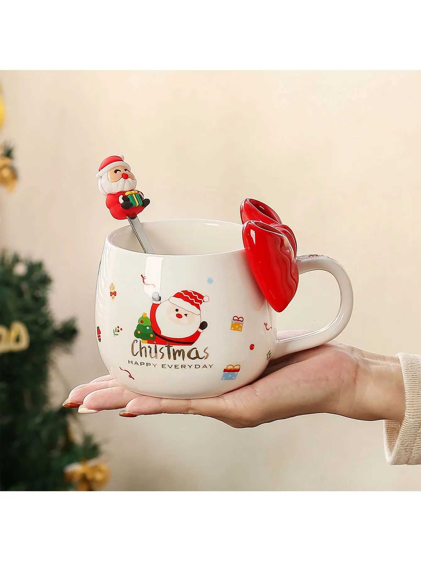 1pc Christmas Bow Mug Reusable Washable Coffee Milk Cup Suitable as Gifts for Christmas New Year Holiday Birthday Party M251206 - view 5