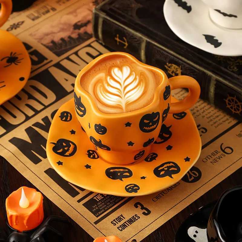 Creative Halloween Ceramic Mug Disc Set Household Kitchen Coffee Cup Plates Pumpkin Bat Milk Oat Breakfast Cup Set Festival Gift M251206 - view 7