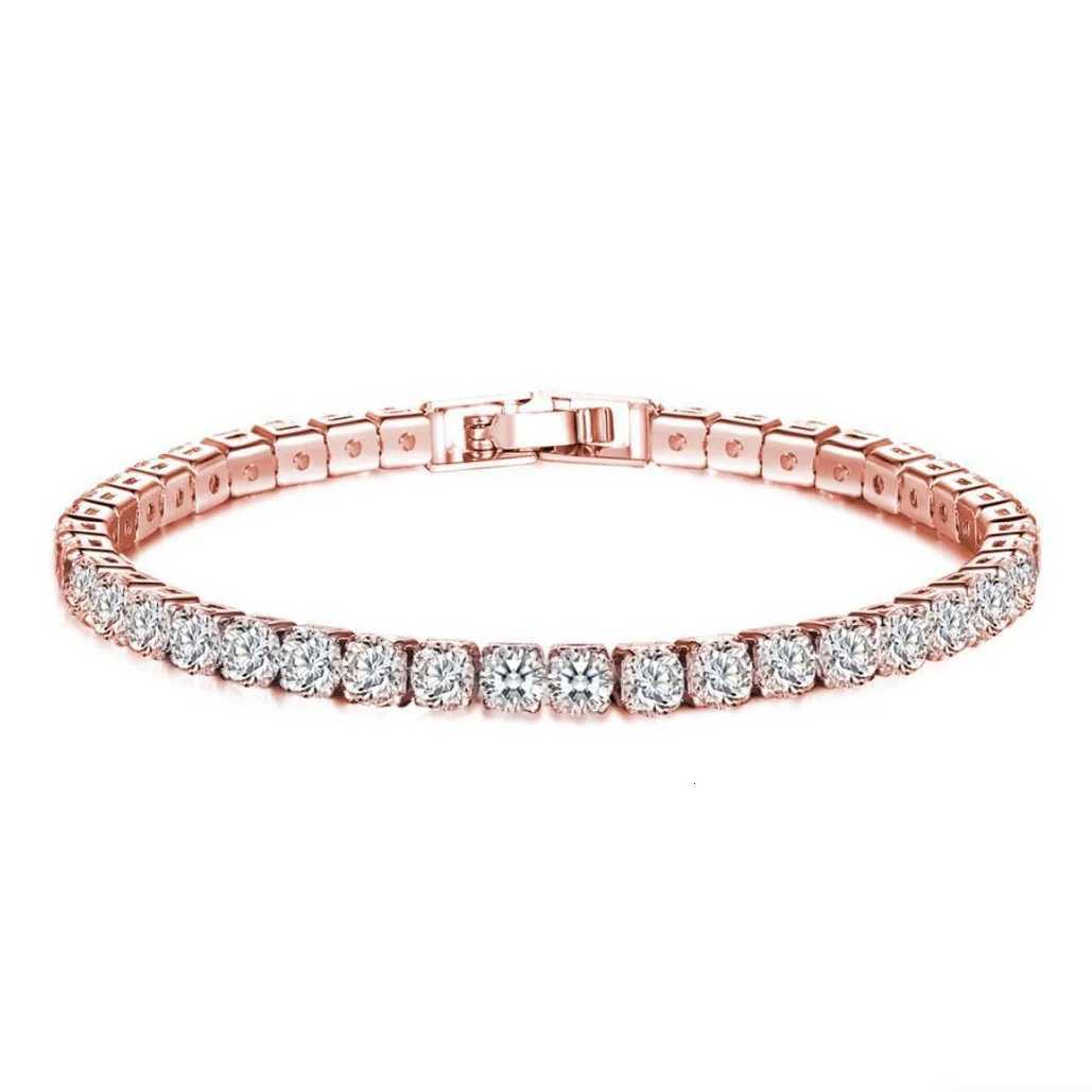 925 Sterling Silver 4mm Tennis Bracelet Inlaid With Zircon Crystal Electroplated 18k Gold Luxury Fashion Womens Gift W251206