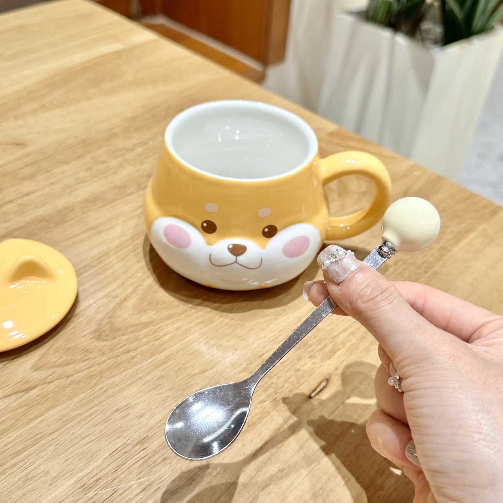 Shiba Inu ceramic cup high appearance level large capacity coffee cup with spoon cute girls childrens office home M251206 - view 6