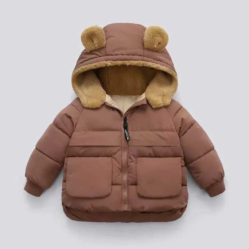 Baby Boys Girls Thicken Hooded Zipper Down Jackets Kids Casual Cotton-padded Solid Plush Coat Childrens Winter Warm OuterwearW251206