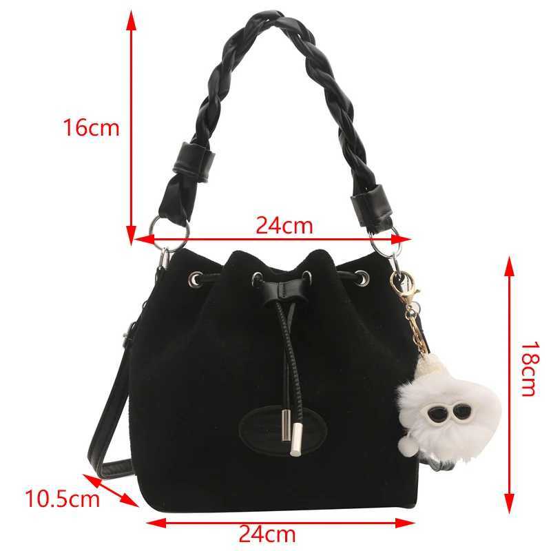 Fashion Drawstring Solid Color Large Capacity Single Shoulder Bucket BagT251206