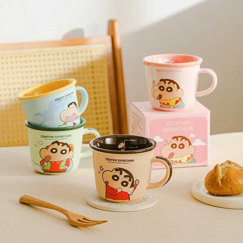 Anime Crayon Shin chan Mug Cartoon Child Breakfast Milk Cup with Scale Kawaii Student Ceramic Cup Cute Girl Coffee Cups Gift M251206 - view 4