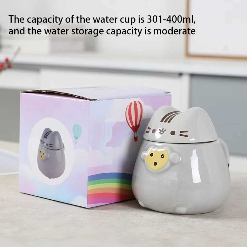 301-400ml Cartoon Cute Ceramic Pet Cat Leak-proof Lid Milk Mugs Lucky Water Cup Coffee Cups Juice Cup With Lids for home M251206 - view 6