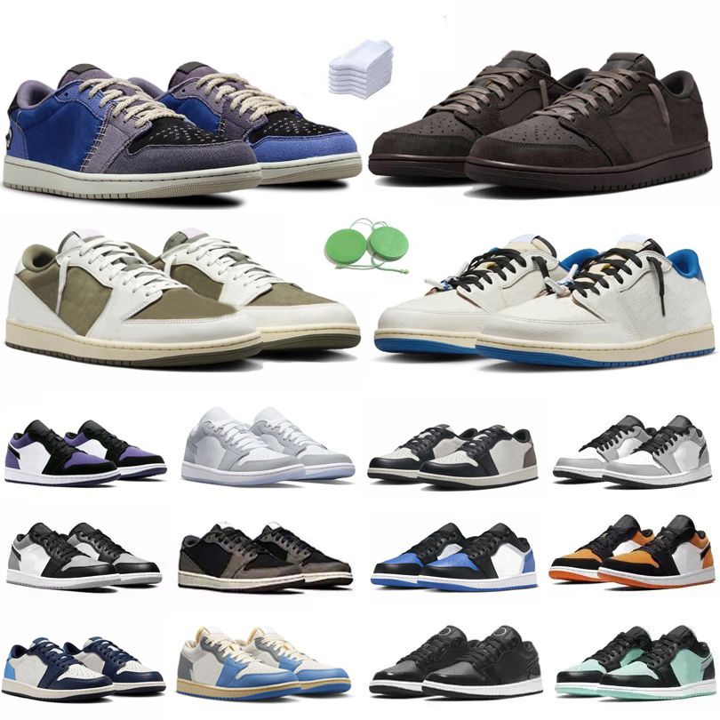 Basketball Shoes Men Women Low Sneaker Olive Reverse Dark Mocha Fragment Velvet Brown Regency Purple Shadow Bred Wolf Unc Grey Royal 1s Lady Trainers Sports Sneakers