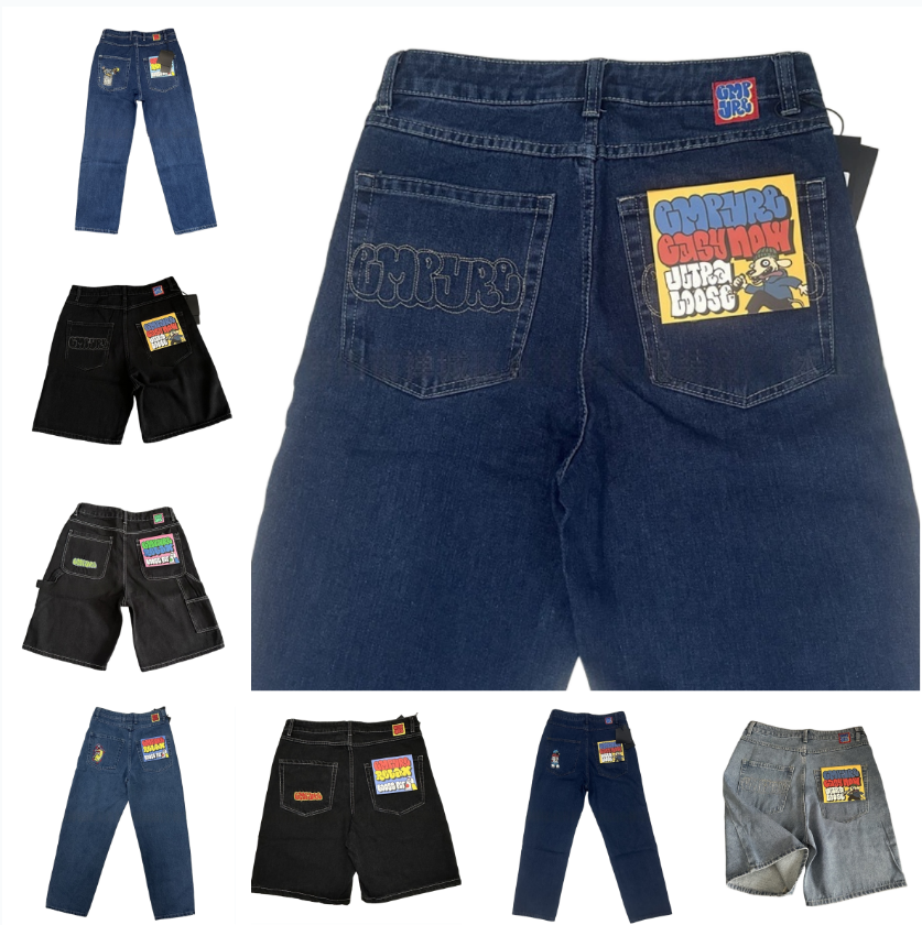 Empyre Men's Desinger Jeans Y2k Black Wide Leg Pants Men Retro Loose Fashion Trendy Hip-Hop Streetwear American Street Casual