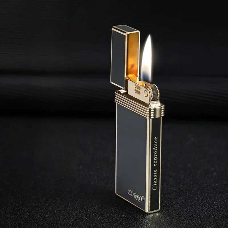 ZORRetal Electroplated tra thin Windproof Iatable Lighter Fashion Mticolor ic Grinding Wheel Ignition Gas Lighter H251206