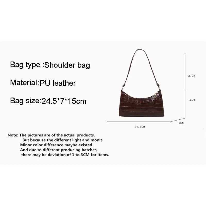 Fashion PU Leather Bags for Women Alligator Pattern Armpit Handbag Female Small Underarm Messenger Bag and Purse Designer BagT251205