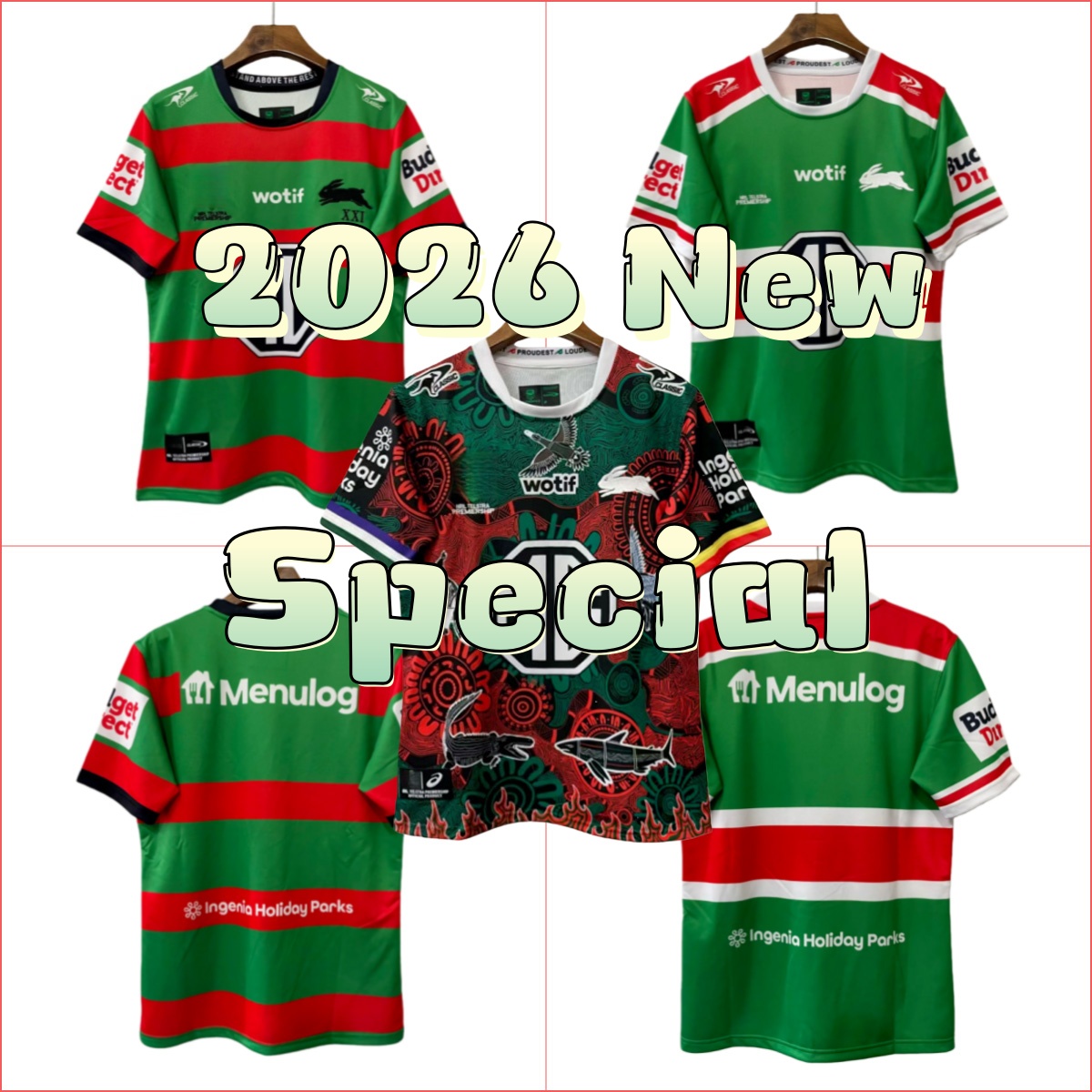 2026 New South Sydney Rabbitohs Rugby Jerseys Mens Home away League shirt Special Edition Tee Mens Training uniform ALTERNATE 26 27