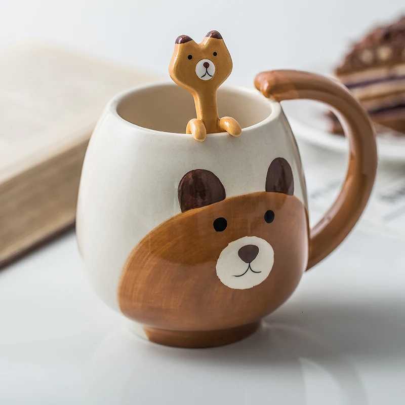 1pc Hand-painted Coffee Cup Lovely Panda/frog/cat/pig Ceramic Mug Teacup Include Teaspoon M251206 - view 5