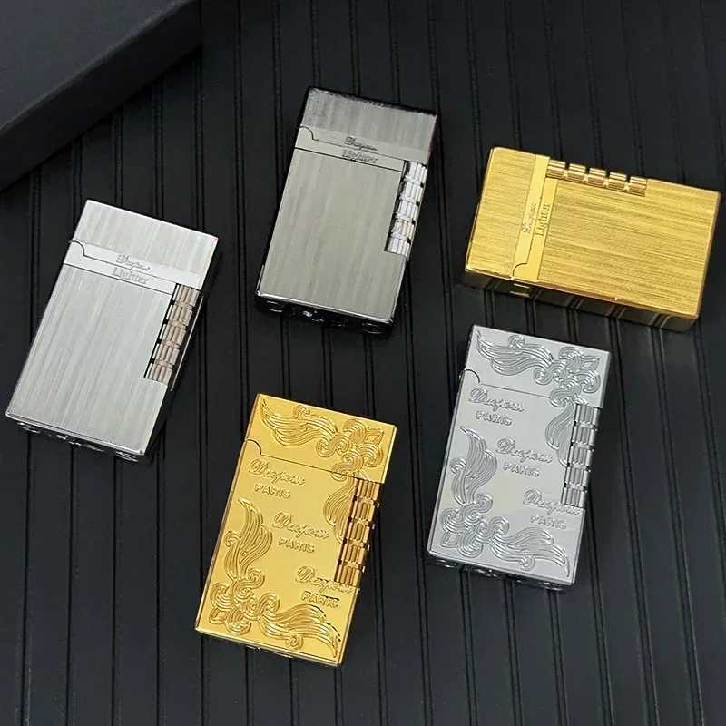 2024 Metal Blue Flame Butane Gas Lighter Steel Sound Lound Windproof Straight-up Lighter Smoking Accessories H251206