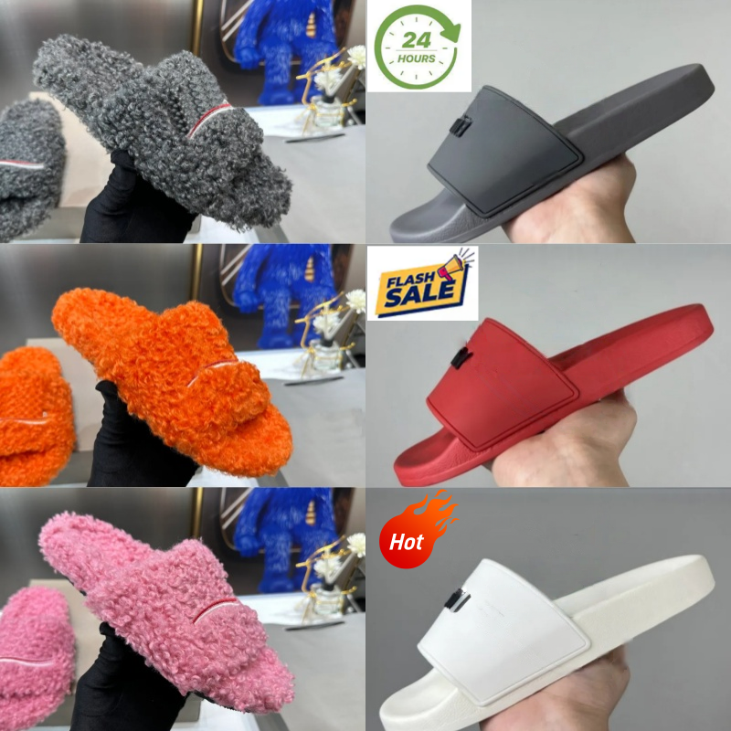 Top - luxury slippers luxurious Paris - style sliders unisex Ladies' winter wool fur slippers fluffy soft warm and comfortable Comfortable fluffy flip - flops 35-46