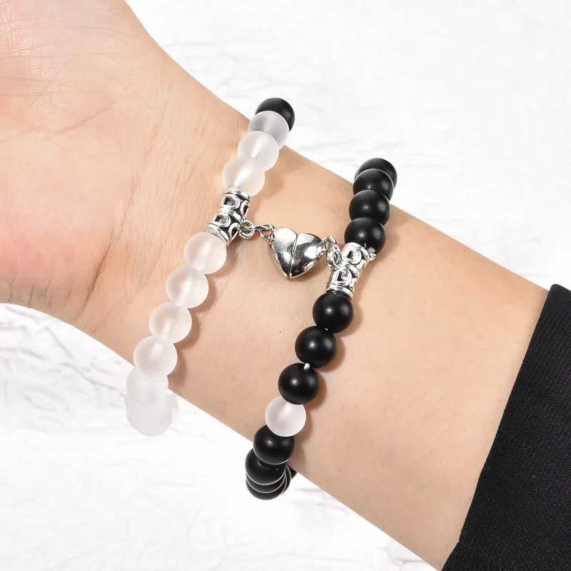 2 Pice Love Magnetic Friendship Bracelets Matching Bracelets for Couple Best Friends Bracelets Birthday Jewelry for Women Girls W251206